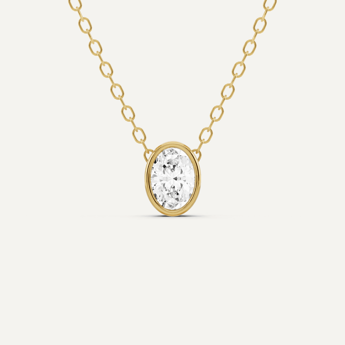 1/4 ctw Oval Diamond Bezel Set Solitaire Pendant - Lotus Diamond