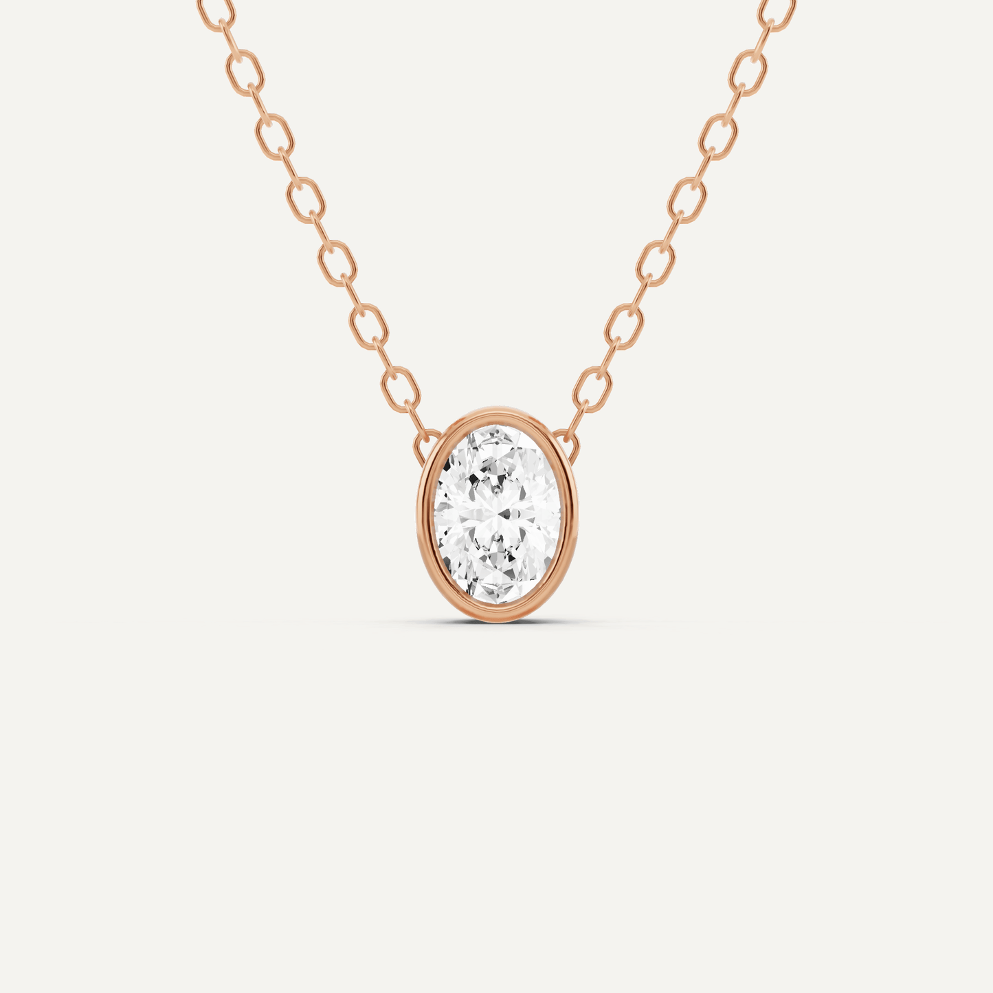 1/4 ctw Oval Diamond Bezel Set Solitaire Pendant - Lotus Diamond