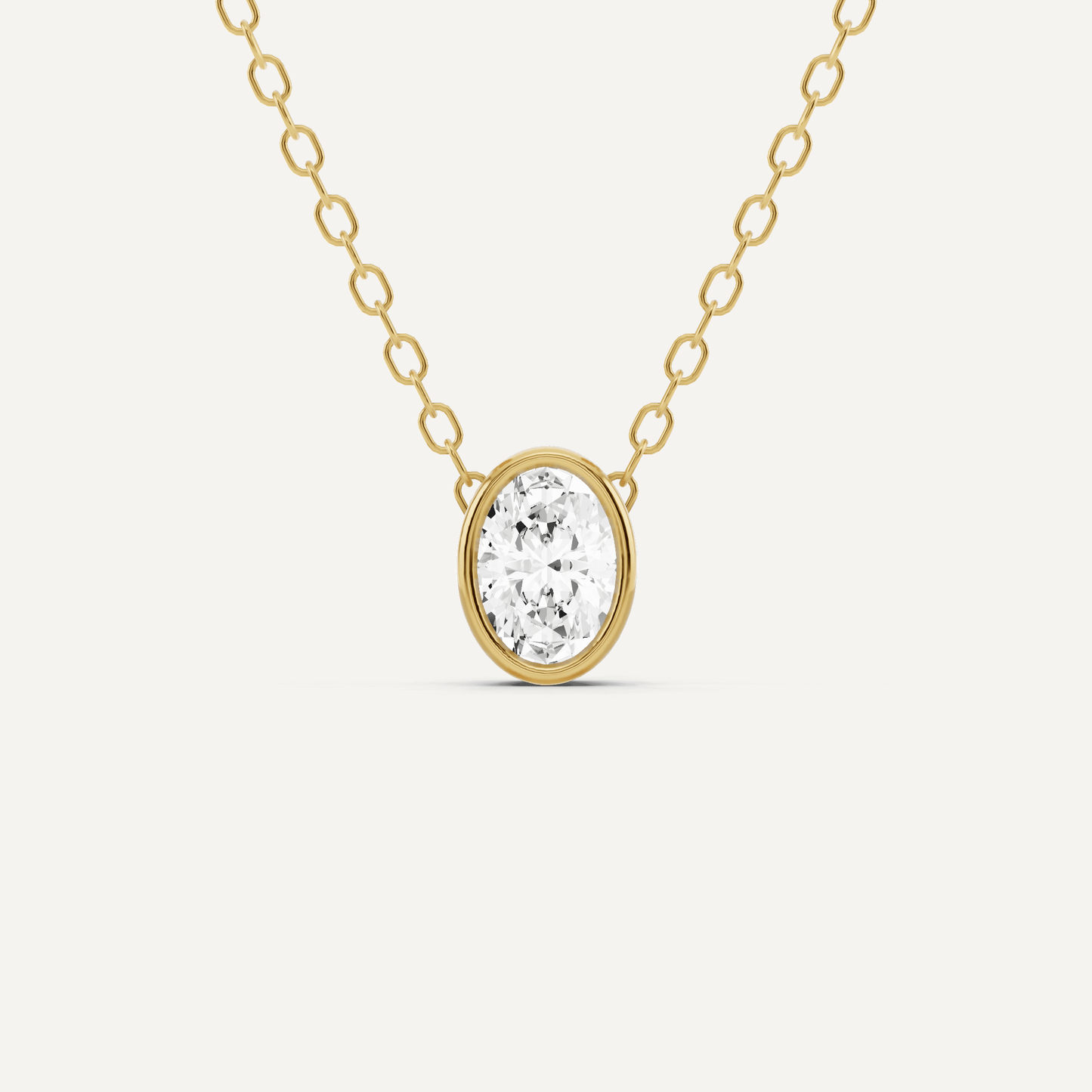 1/4 ctw Oval Diamond Bezel Set Solitaire Pendant - Lotus Diamond