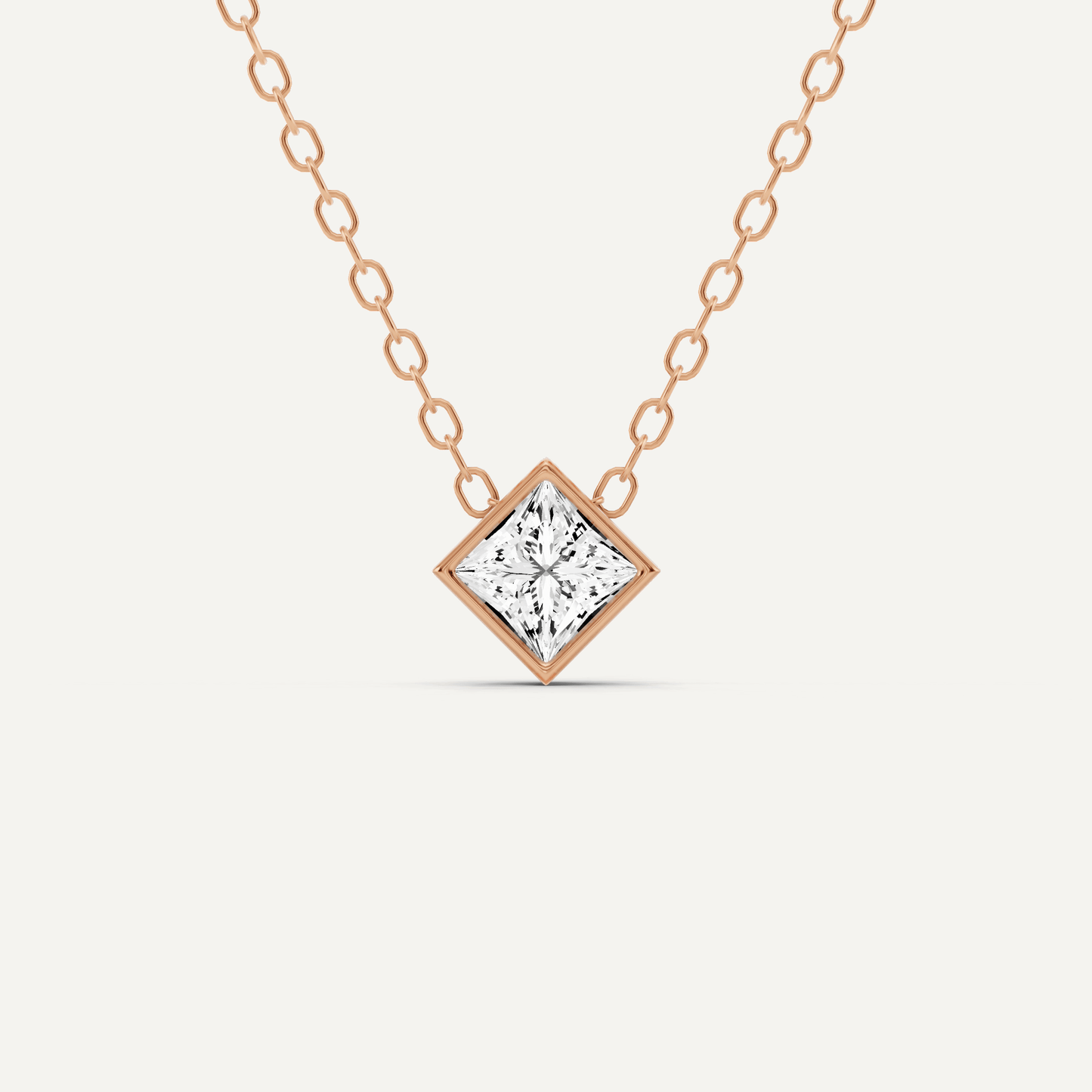 1/4 ctw Princess Diamond Bezel Set Solitaire Pendant - Lotus Diamond