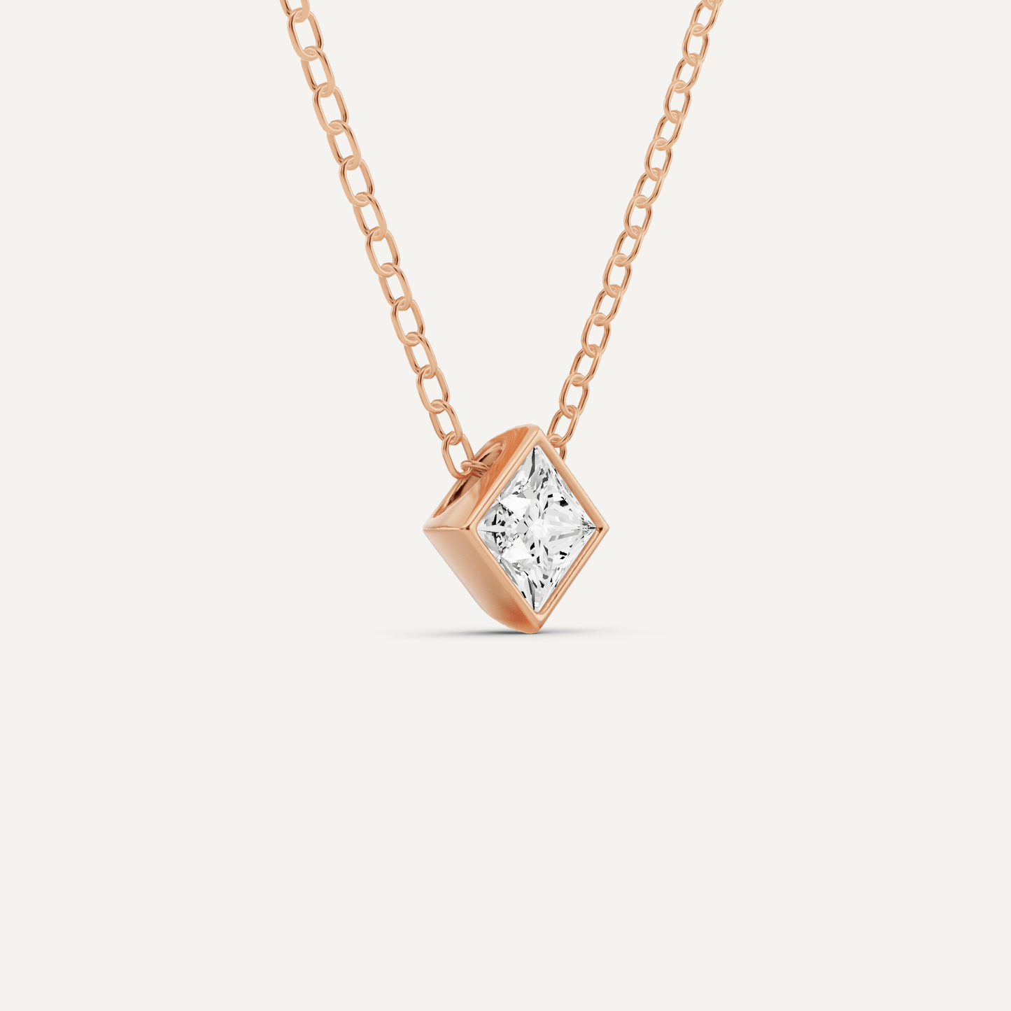 1/4 ctw Princess Diamond Bezel Set Solitaire Pendant - Lotus Diamond