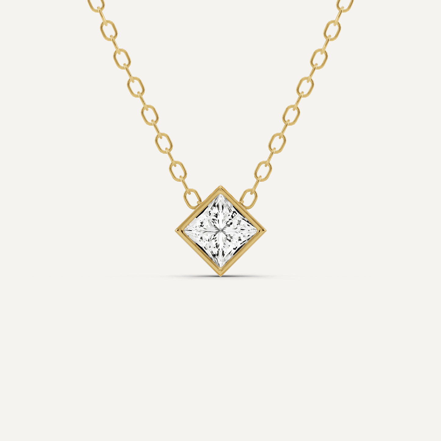 1/4 ctw Princess Diamond Bezel Set Solitaire Pendant - Lotus Diamond