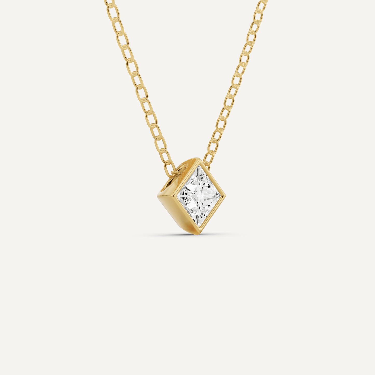 1/4 ctw Princess Diamond Bezel Set Solitaire Pendant - Lotus Diamond