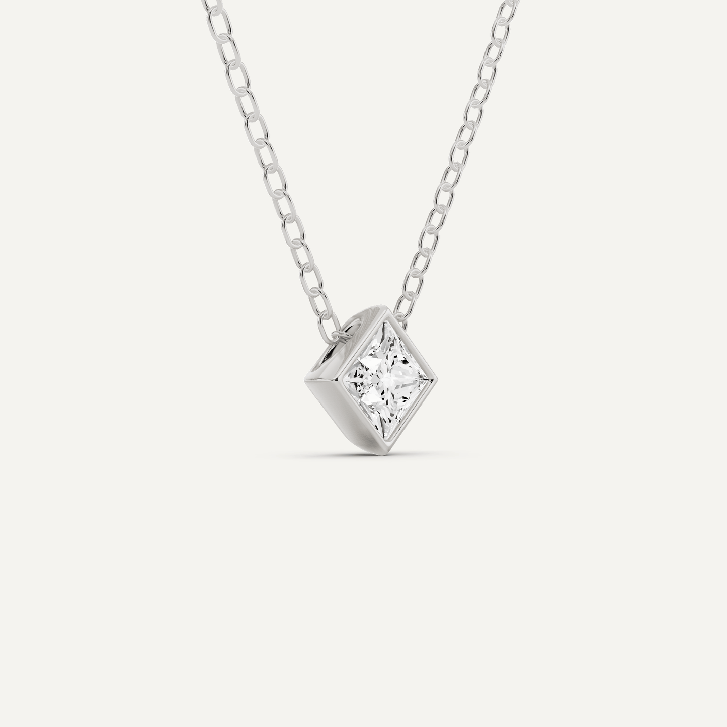 1/4 ctw Princess Diamond Bezel Set Solitaire Pendant - Lotus Diamond