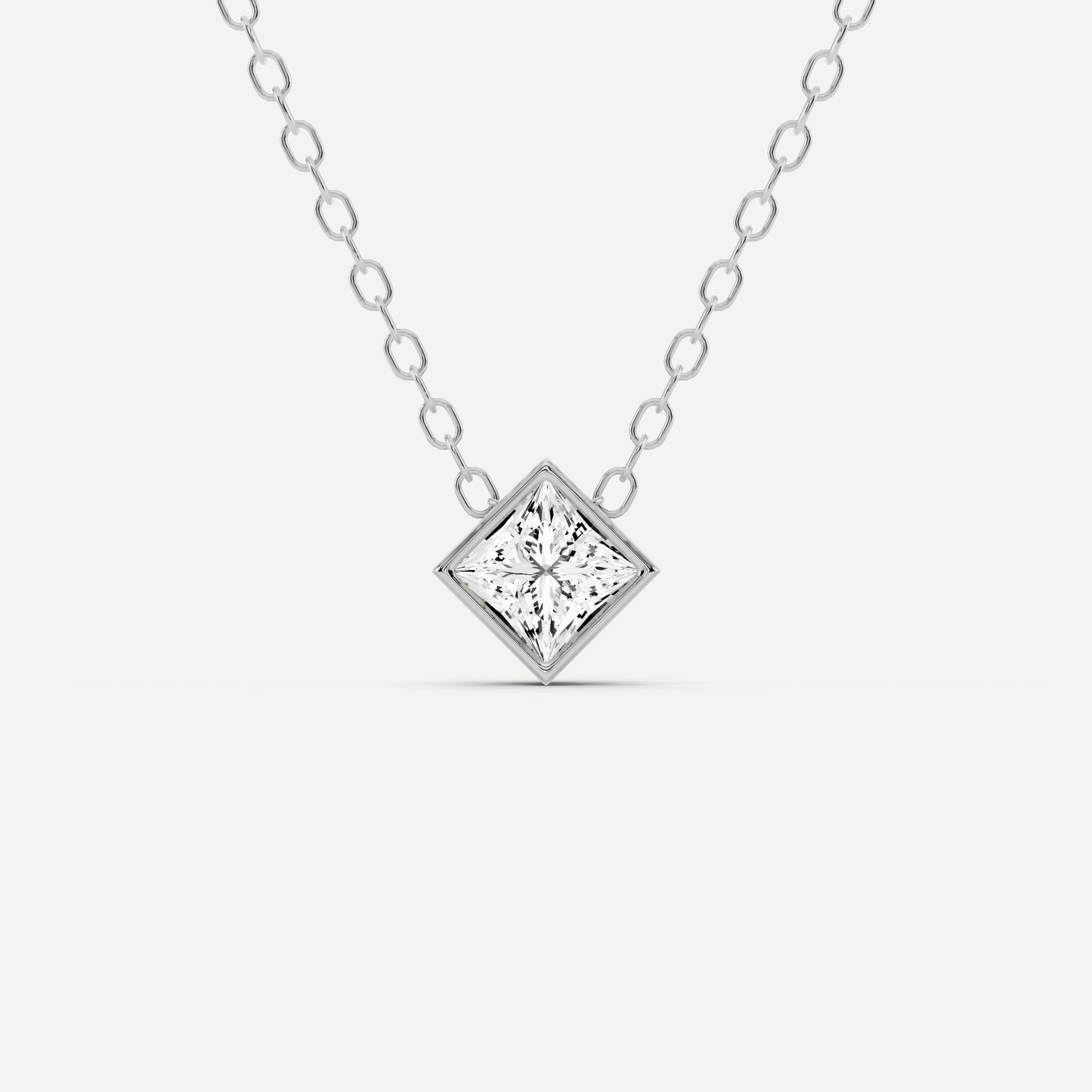 1/4 ctw Princess Diamond Bezel Set Solitaire Pendant - Lotus Diamond