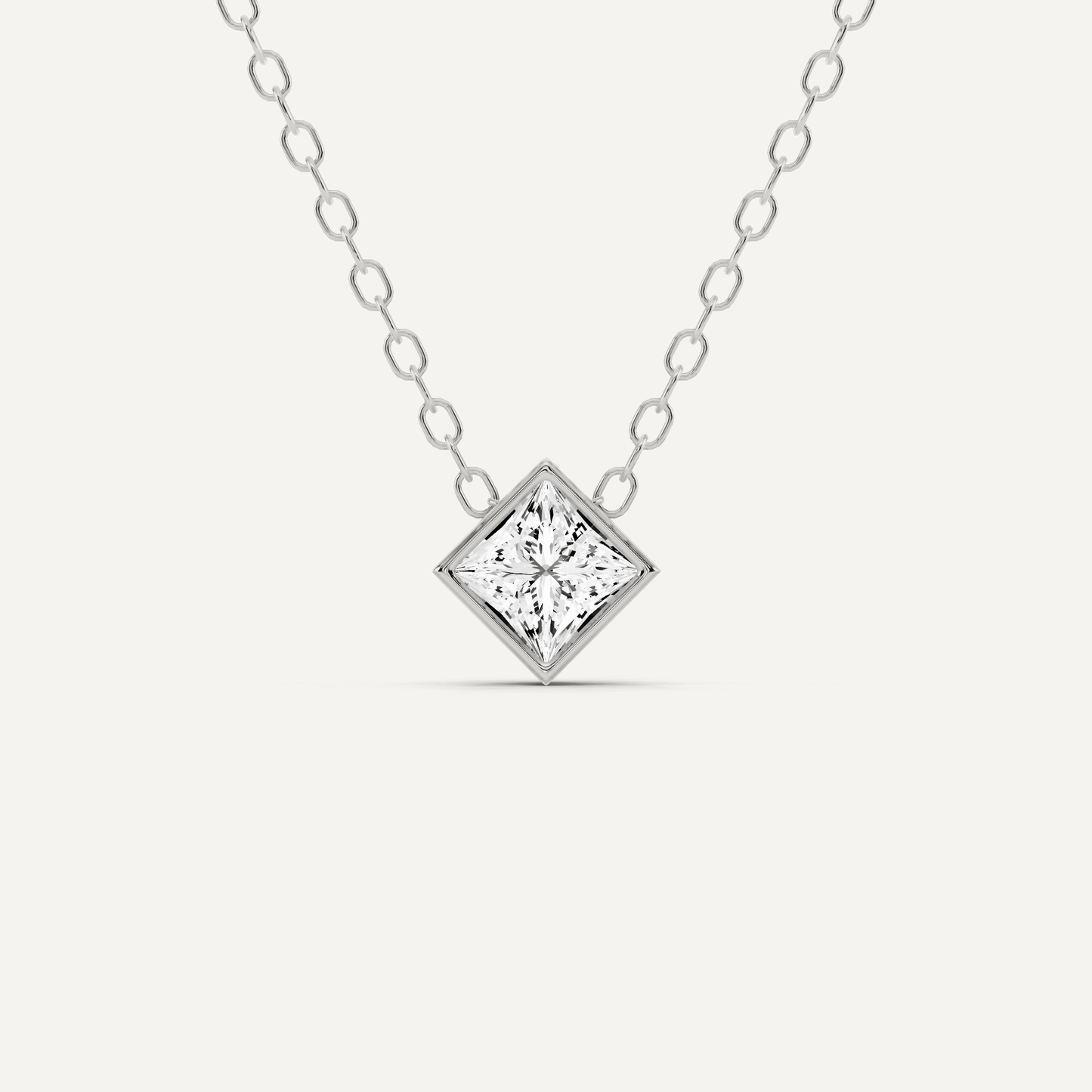 1/4 ctw Princess Diamond Bezel Set Solitaire Pendant - Lotus Diamond