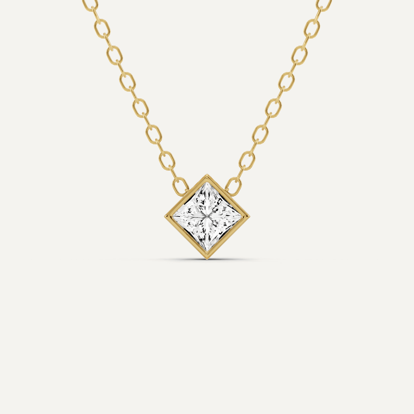 1/4 ctw Princess Diamond Bezel Set Solitaire Pendant - Lotus Diamond