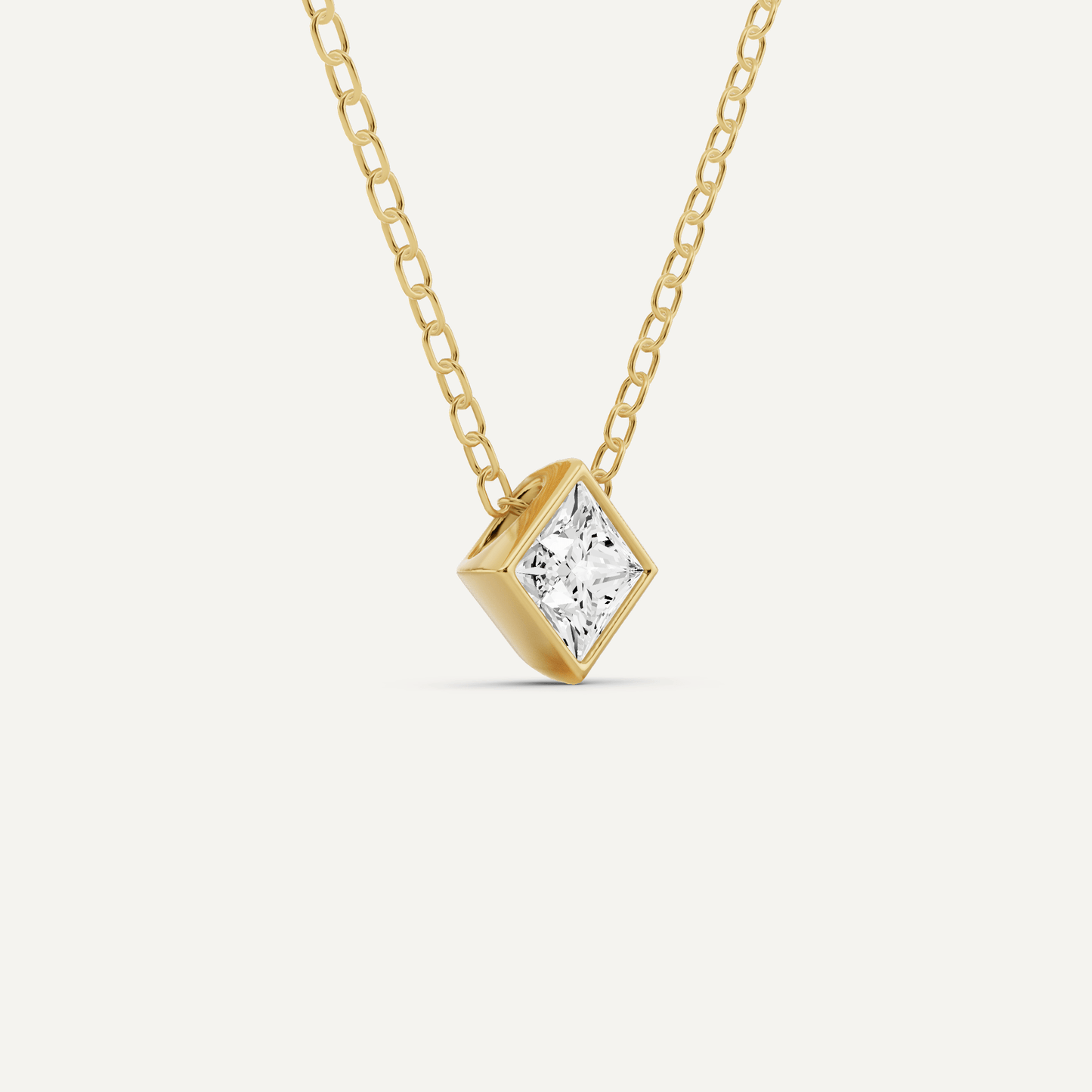 1/4 ctw Princess Diamond Bezel Set Solitaire Pendant - Lotus Diamond