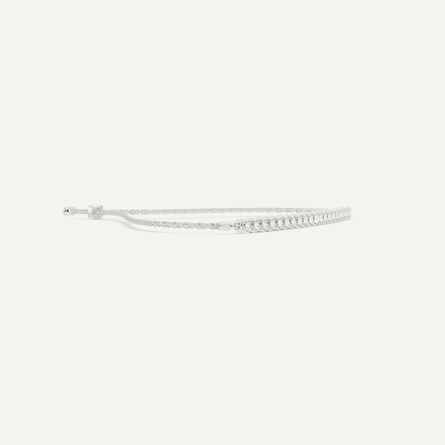 1/4 ctw Round Diamond Bezel Set Bolo Fashion Bracelet - Lotus Diamond