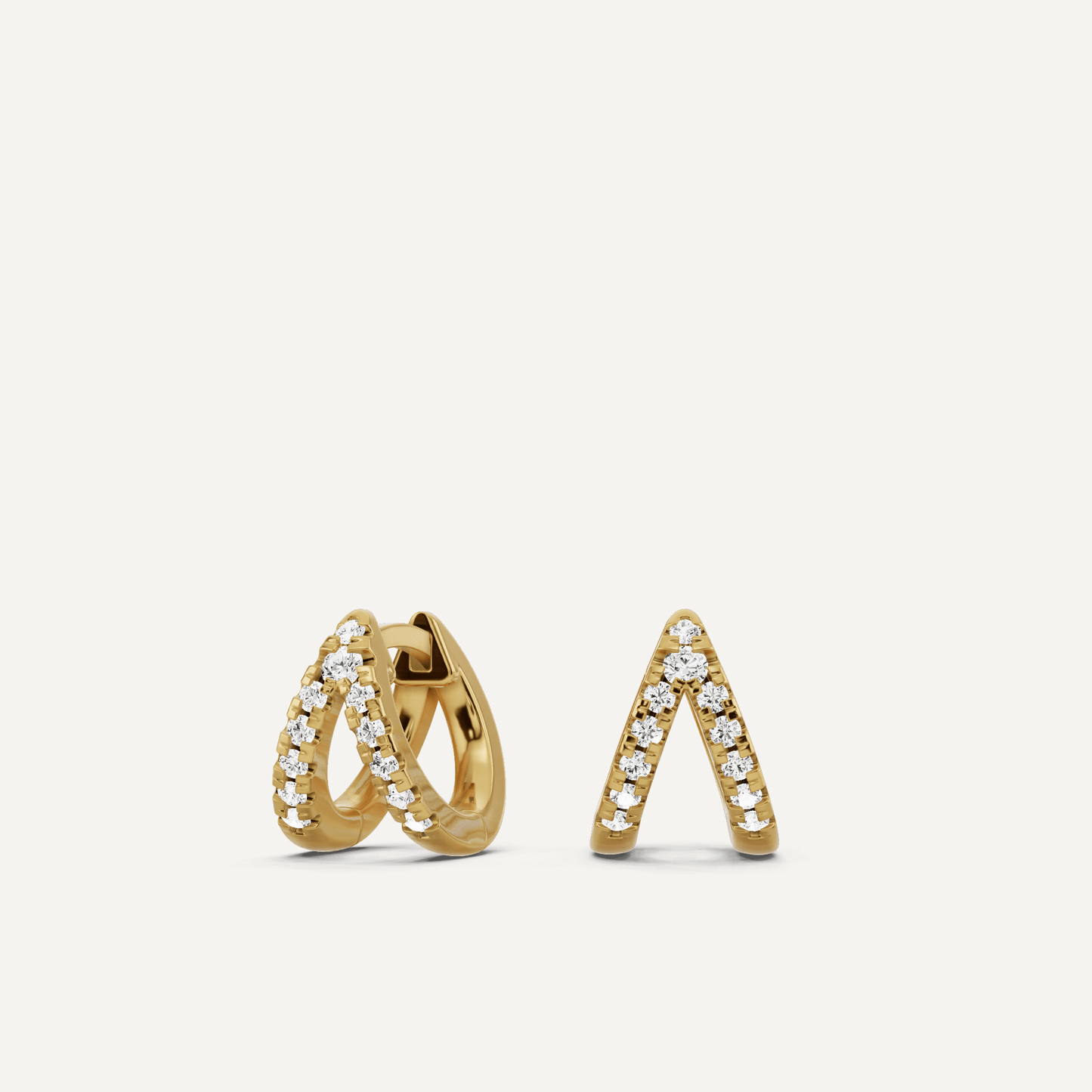 1/4 ctw Round Diamond Double Hoop Earrings - Lotus Diamond
