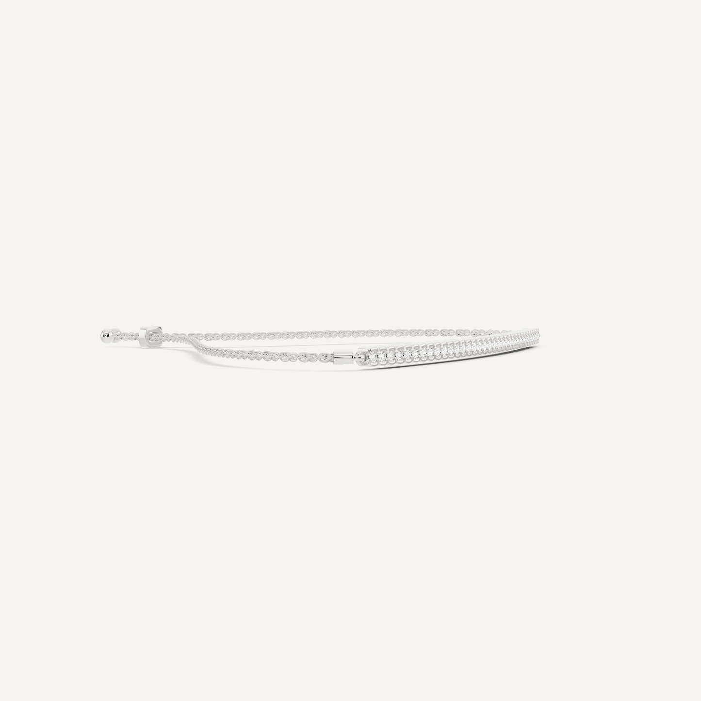 1/4 ctw Round Diamond Half Bezel Set Bolo Fashion Bracelet - Lotus Diamond