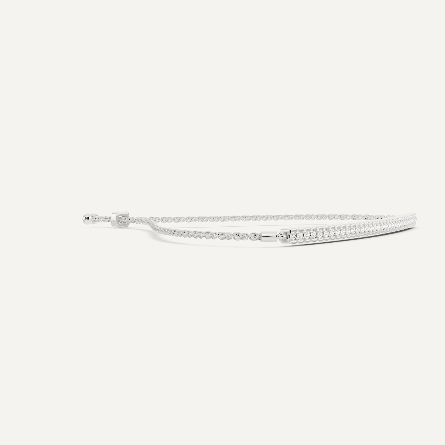 1/4 ctw Round Diamond Half Bezel Set Bolo Fashion Bracelet - Lotus Diamond