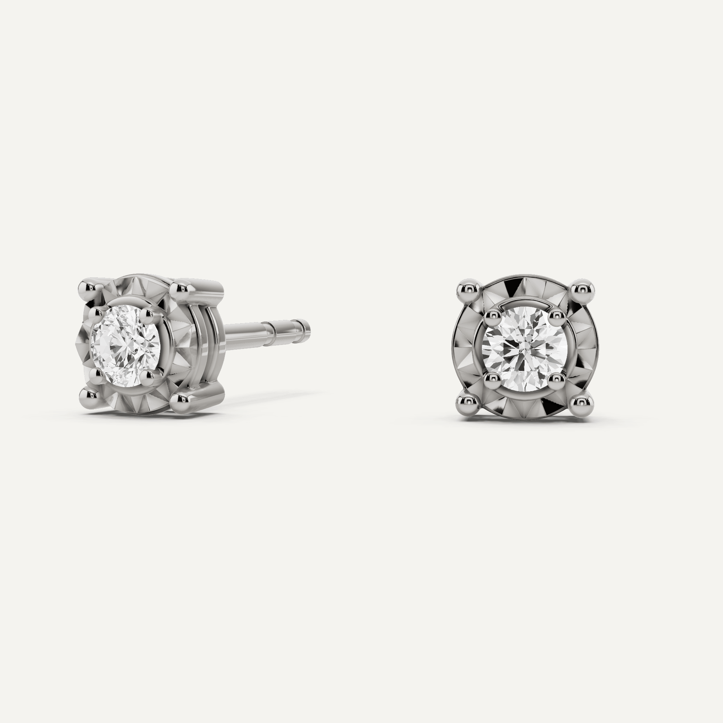 1/4 ctw Round Diamond Miracle Plate Stud Earrings - Lotus Diamond