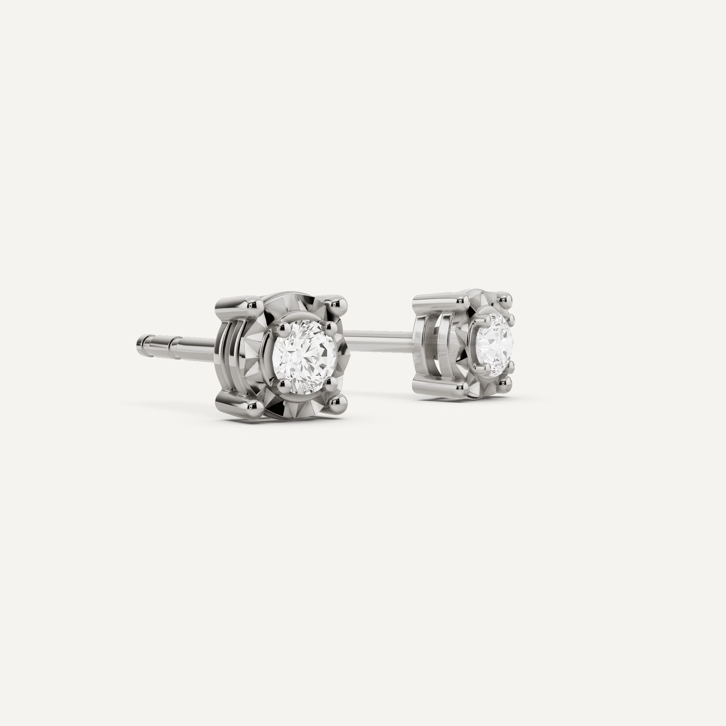 1/4 ctw Round Diamond Miracle Plate Stud Earrings - Lotus Diamond