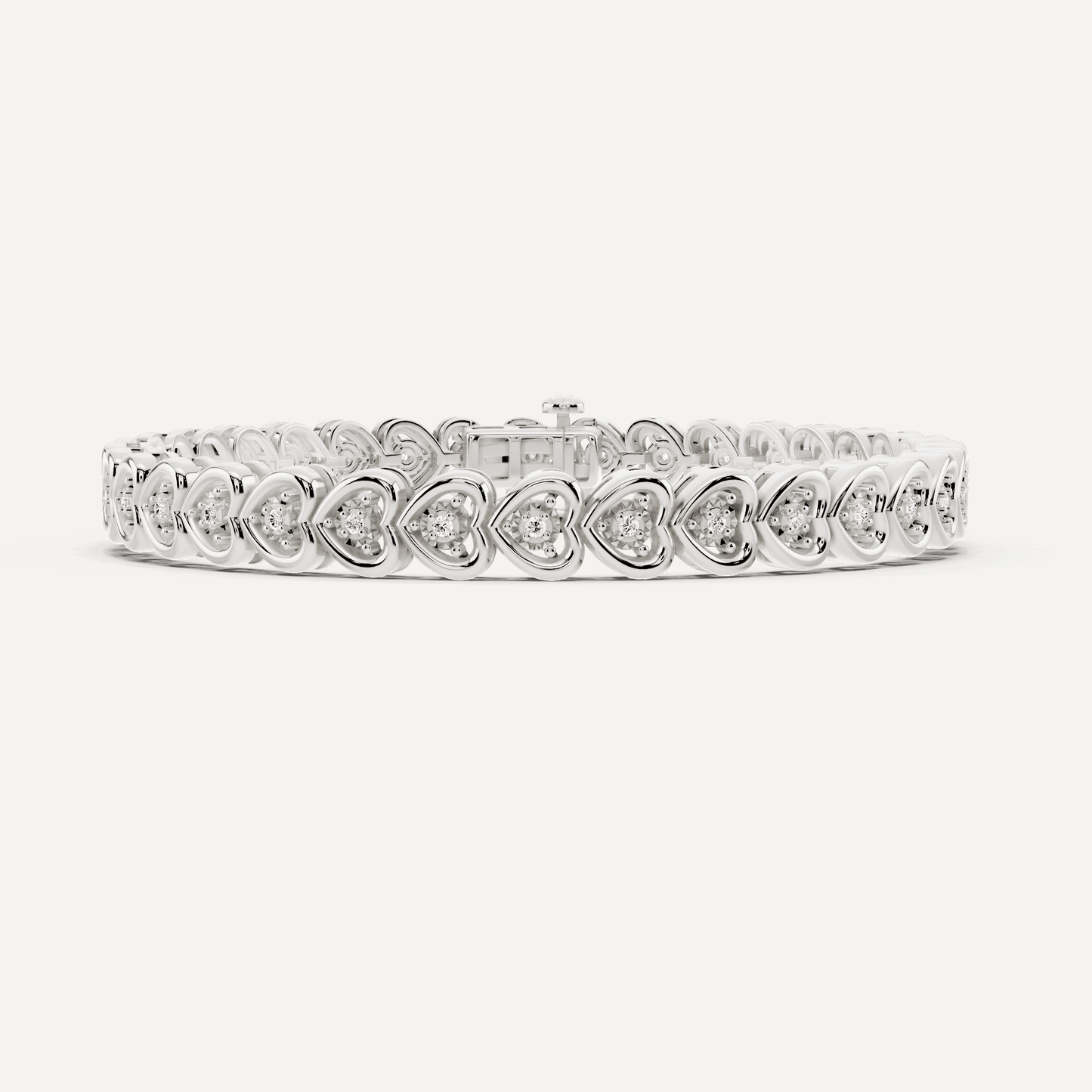 1/4 ctw Round Diamond Mircale Set Heart Fashion Bracelet - Lotus Diamond