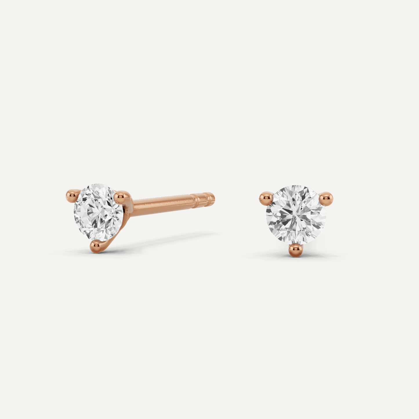 1/4 ctw Round Diamond Three Prong Martini Stud Earrings - Lotus Diamond
