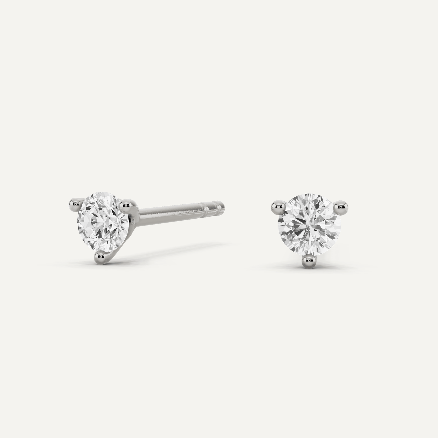 1/4 ctw Round Diamond Three Prong Martini Stud Earrings - Lotus Diamond