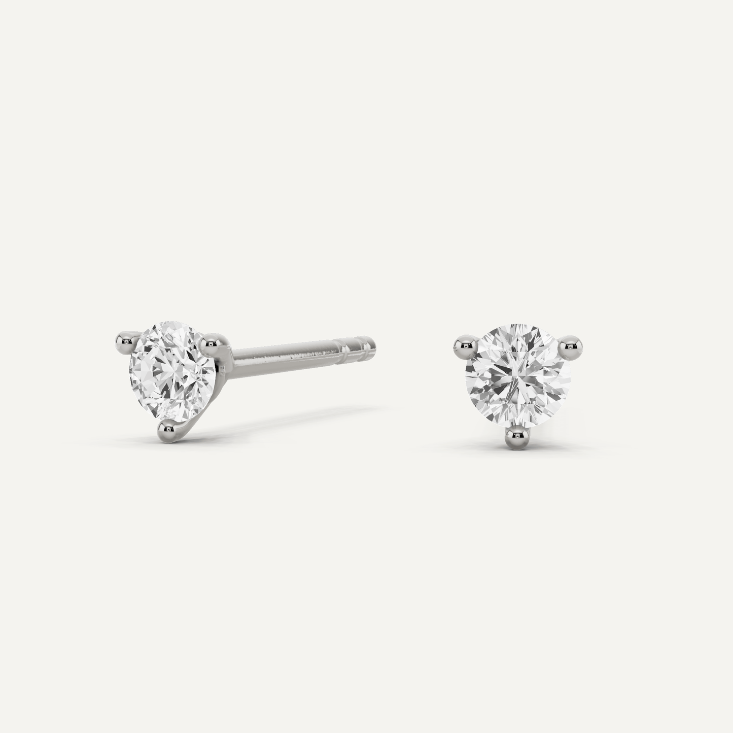 1/4 ctw Round Diamond Three Prong Martini Stud Earrings - Lotus Diamond