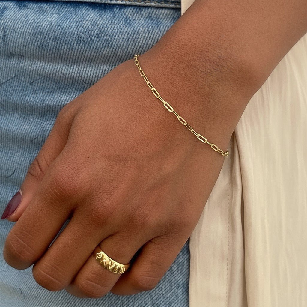 14K Diamond Cut Oval Link Bracelet - Lotus Diamond