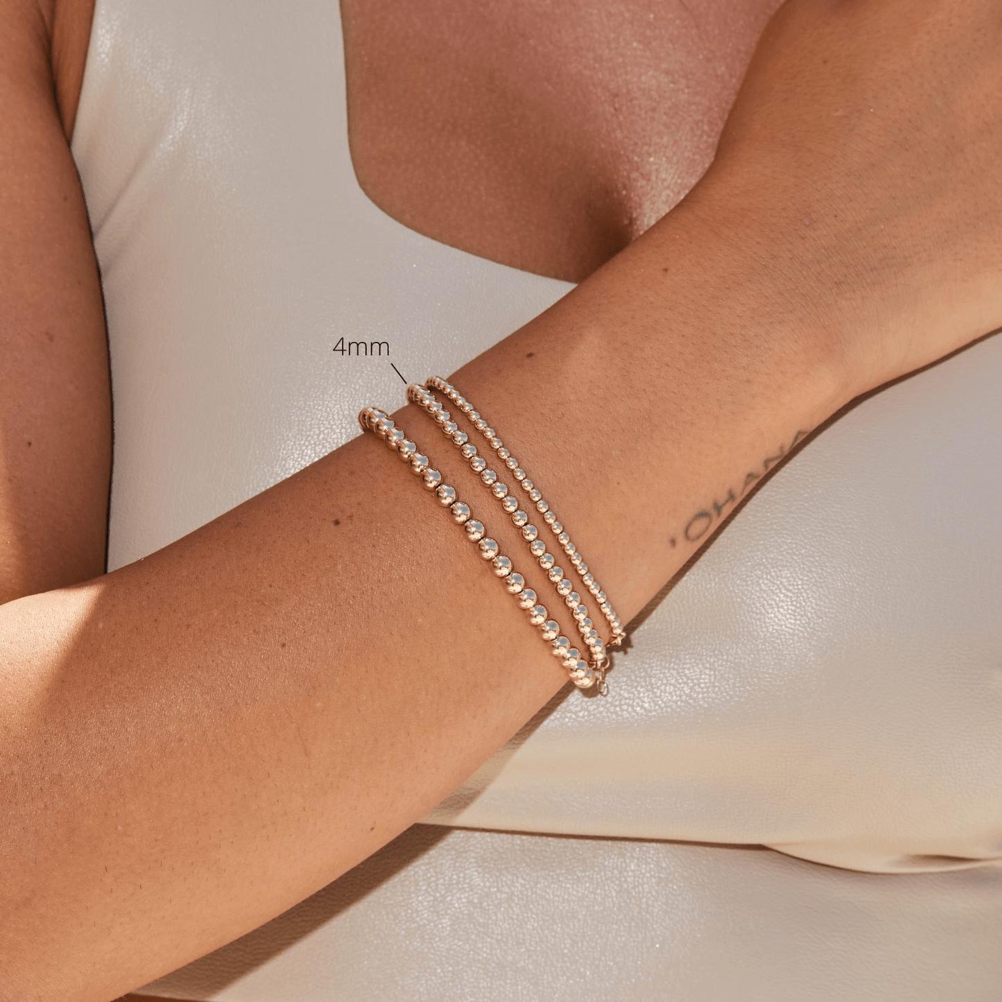 14K Gold 4mm Ball Bead Bracelet - Lotus Diamond