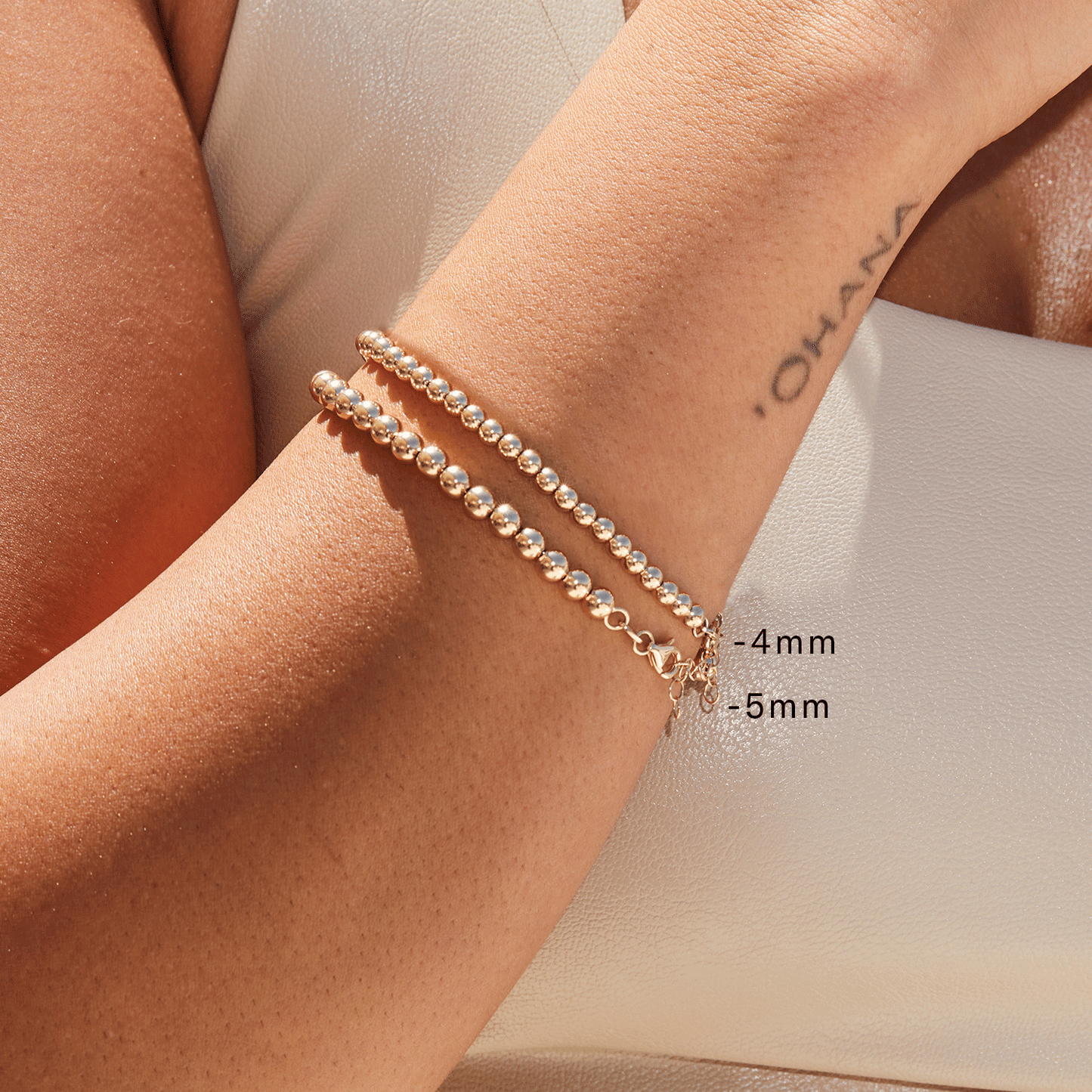 14K Gold 5mm Ball Bead Bracelet - Lotus Diamond