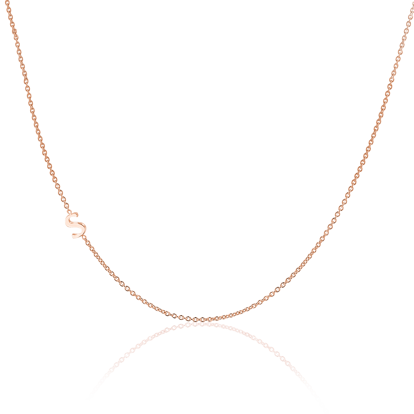 14K Gold Asymmetrical Initial Necklace - Lotus Diamond