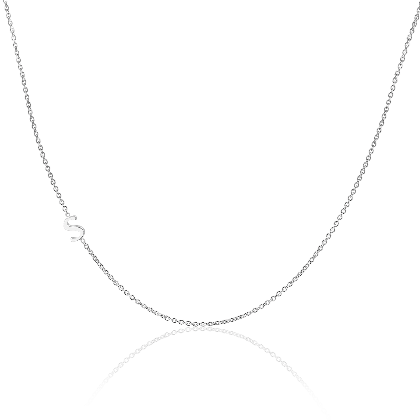 14K Gold Asymmetrical Initial Necklace - Lotus Diamond
