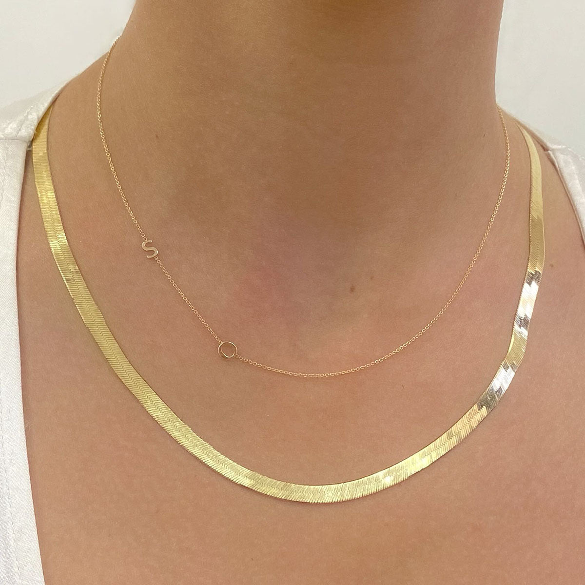 14K Gold Asymmetrical Multi Initial Necklace - Lotus Diamond