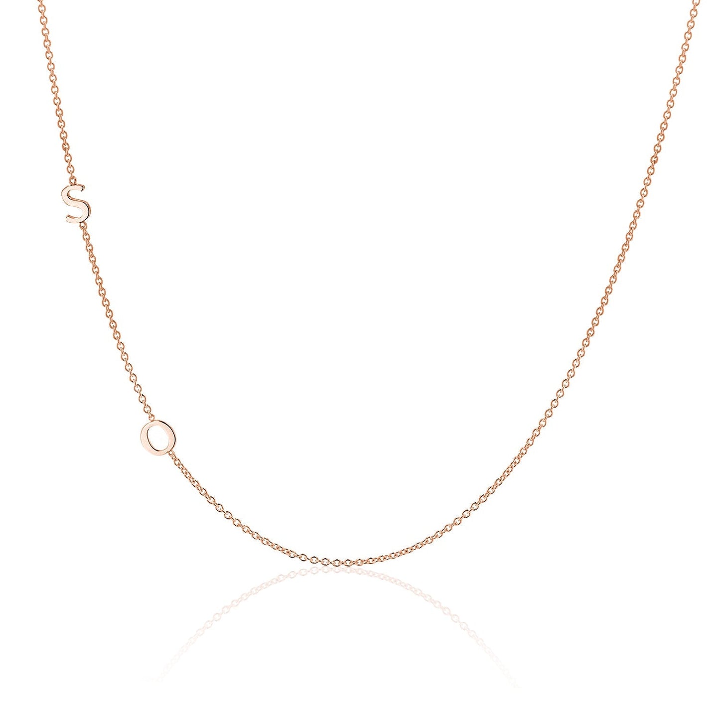 14K Gold Asymmetrical Multi Initial Necklace - Lotus Diamond