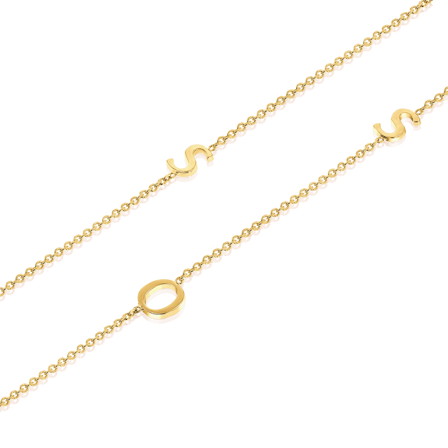 14K Gold Asymmetrical Multi Initial Necklace - Lotus Diamond
