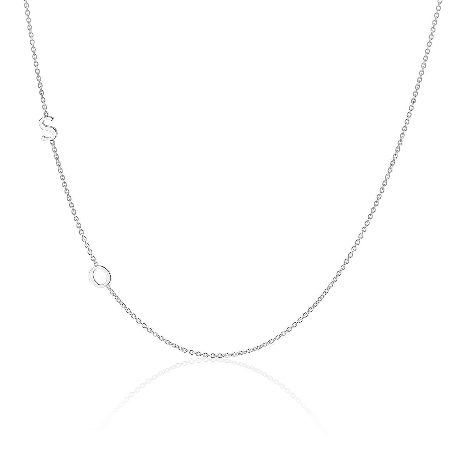 14K Gold Asymmetrical Multi Initial Necklace - Lotus Diamond