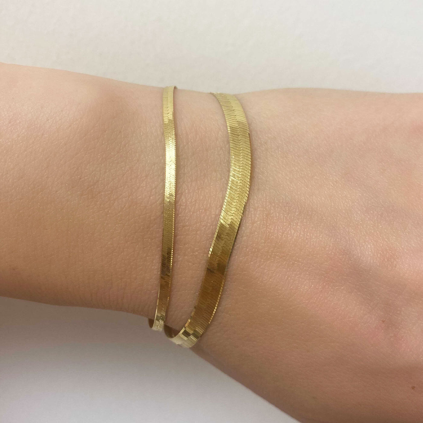 14K Gold Grand Herringbone Bracelet 5mm - Lotus Diamond