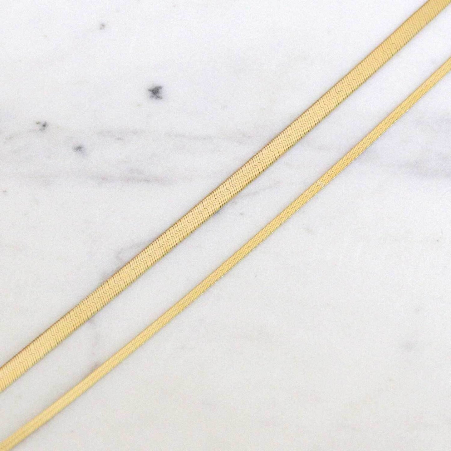 14K Gold Thin Herringbone Bracelet 3mm - Lotus Diamond