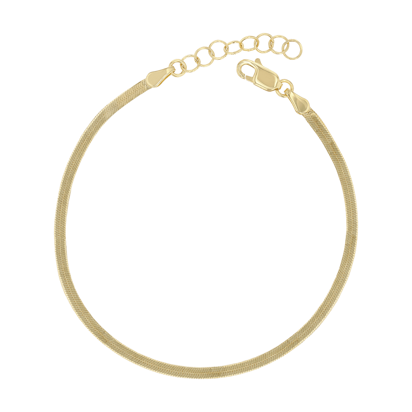 14K Gold Thin Herringbone Bracelet 3mm - Lotus Diamond