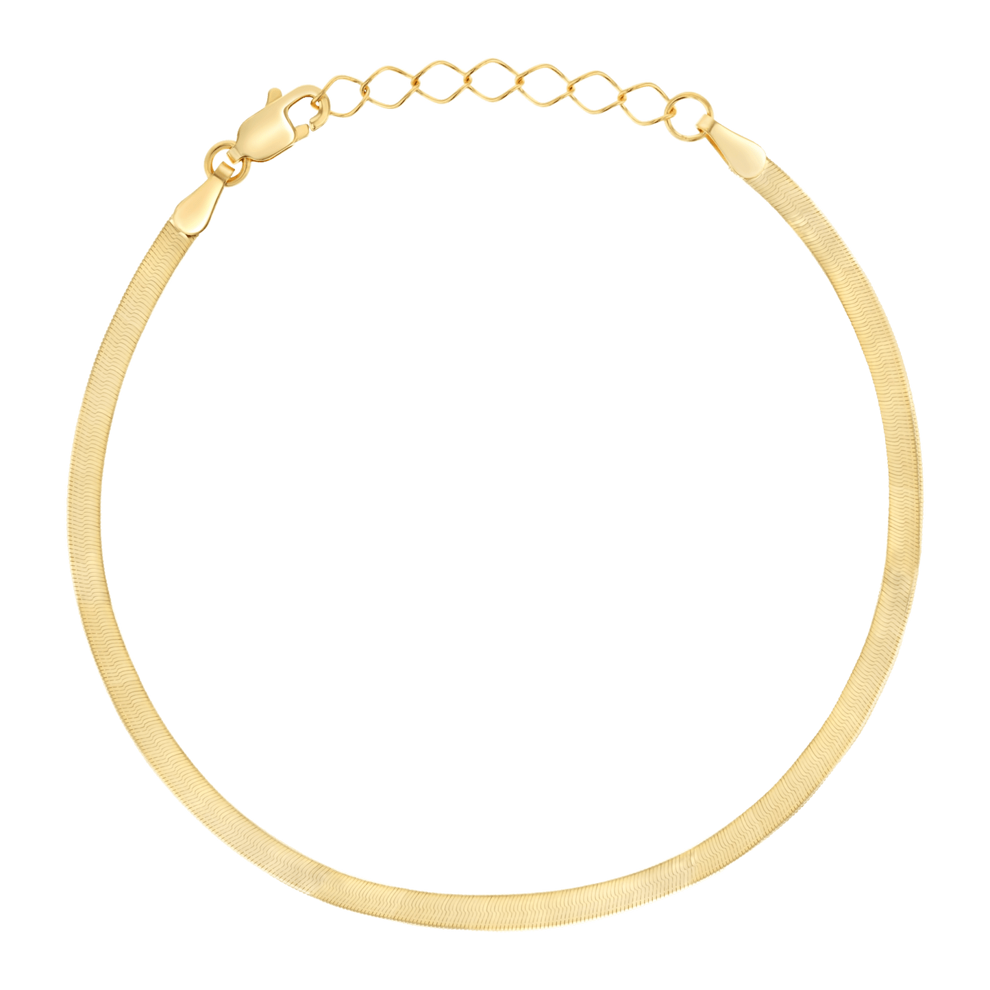14K Gold Thin Herringbone Bracelet 3mm - Lotus Diamond