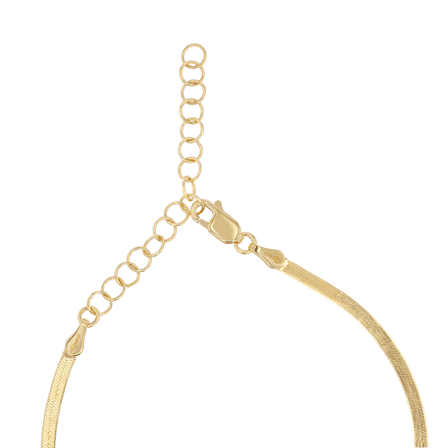 14K Gold Thin Herringbone Necklace 3mm - Lotus Diamond