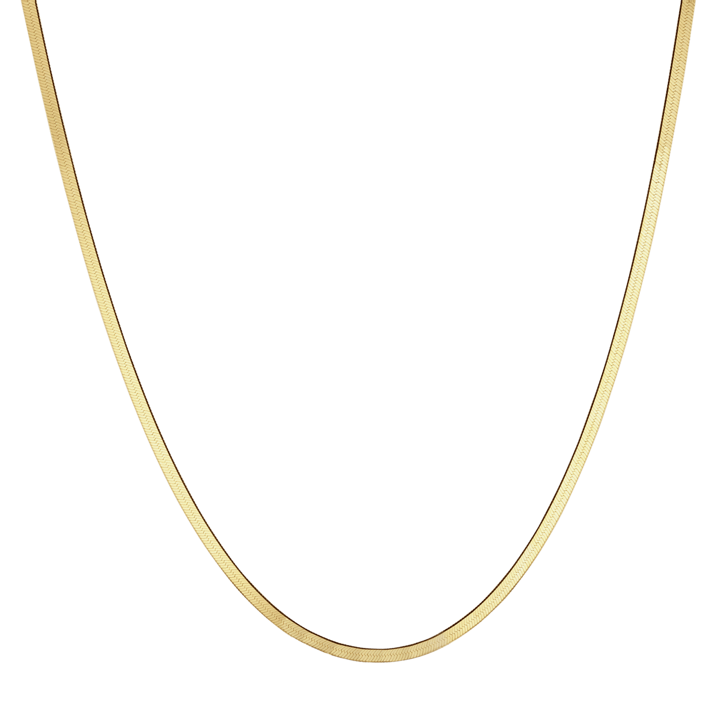 14K Gold Thin Herringbone Necklace 3mm - Lotus Diamond