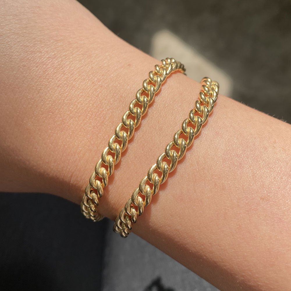 14K Grand Cuban Curb Link Bracelet - Lotus Diamond