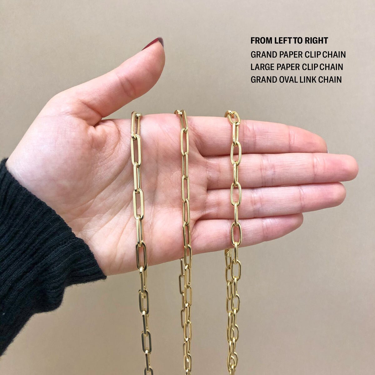 14K Large Paper Clip Chain Necklace - Lotus Diamond