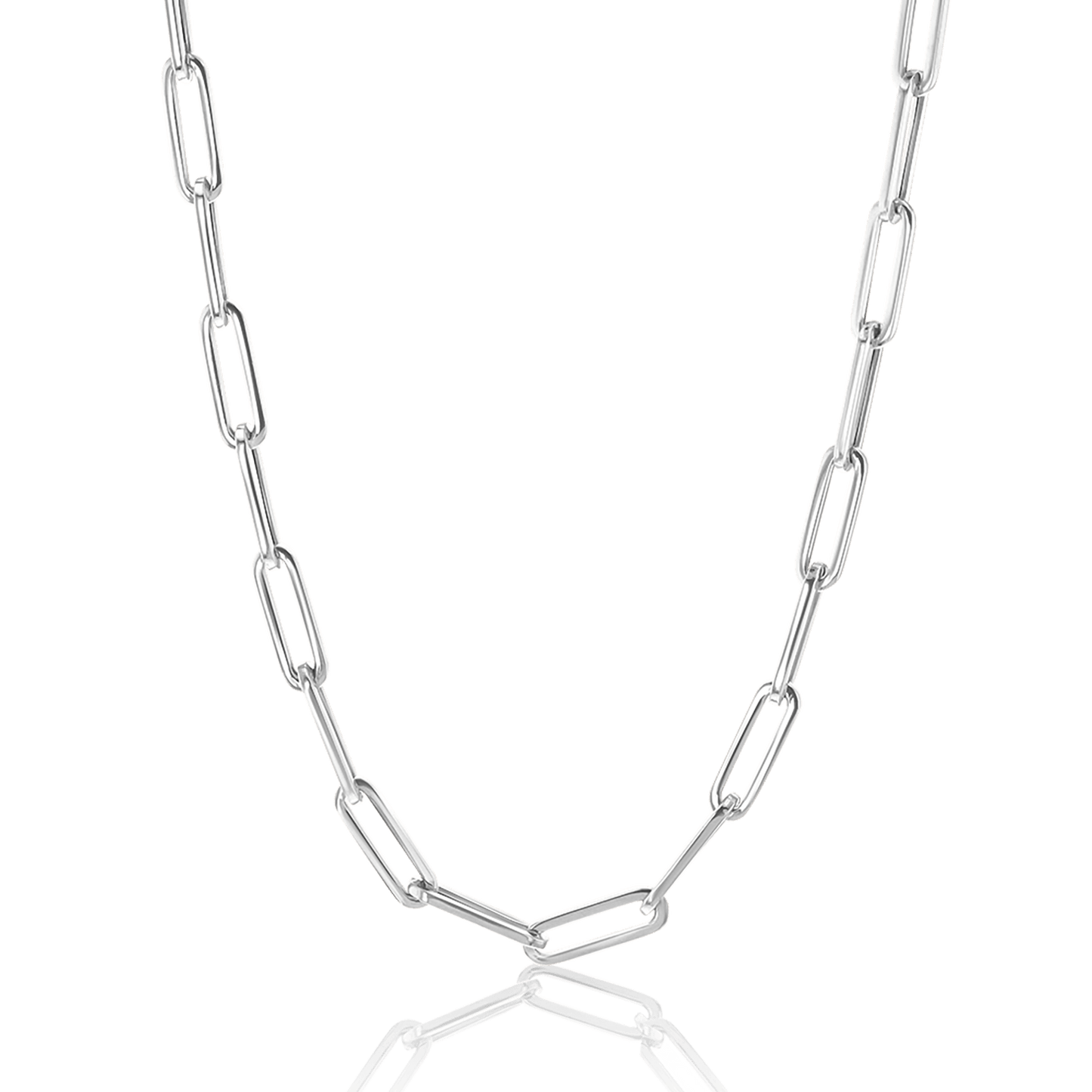 14K Large Paper Clip Chain Necklace - Lotus Diamond