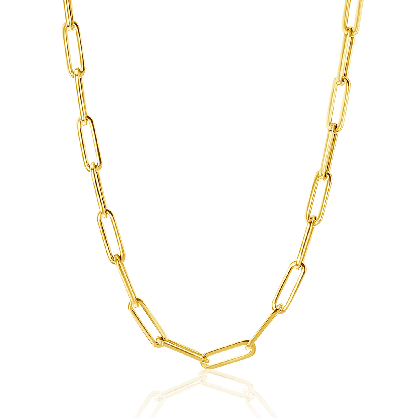 14K Large Paper Clip Chain Necklace - Lotus Diamond