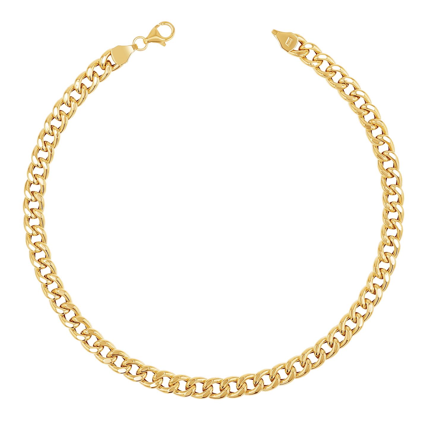 14K Miami Cuban Curb Link Anklet 5.5mm - Lotus Diamond