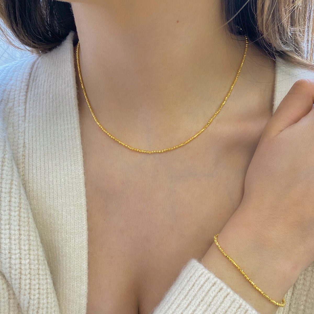 14K Mooncut Necklace - Lotus Diamond