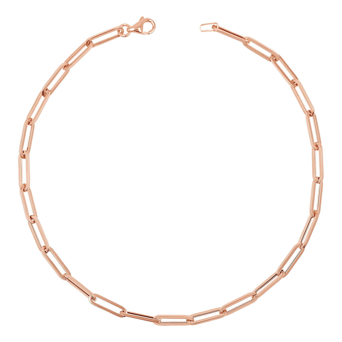 14K Signature Paper Clip Chain Anklet - Lotus Diamond