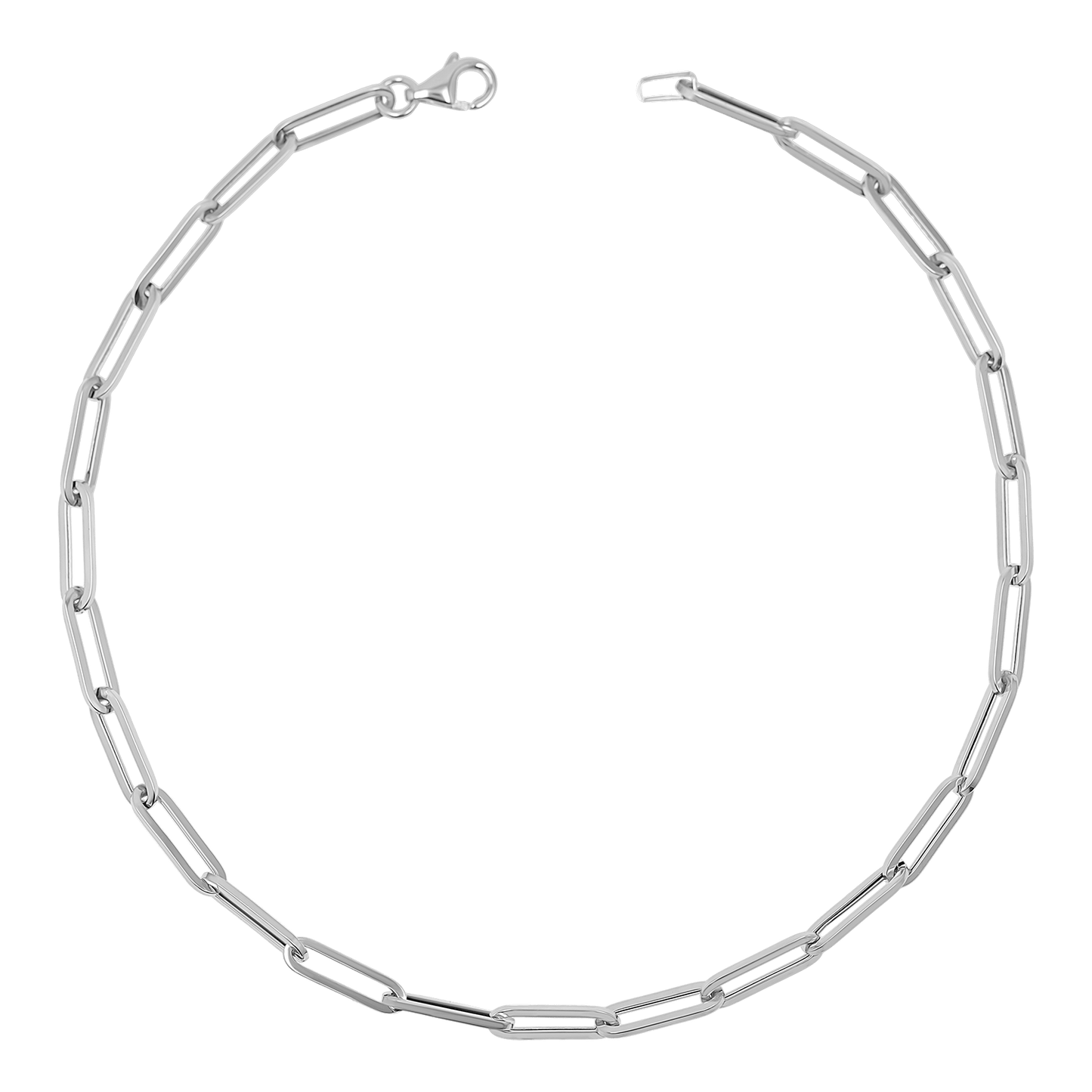 14K Signature Paper Clip Chain Anklet - Lotus Diamond