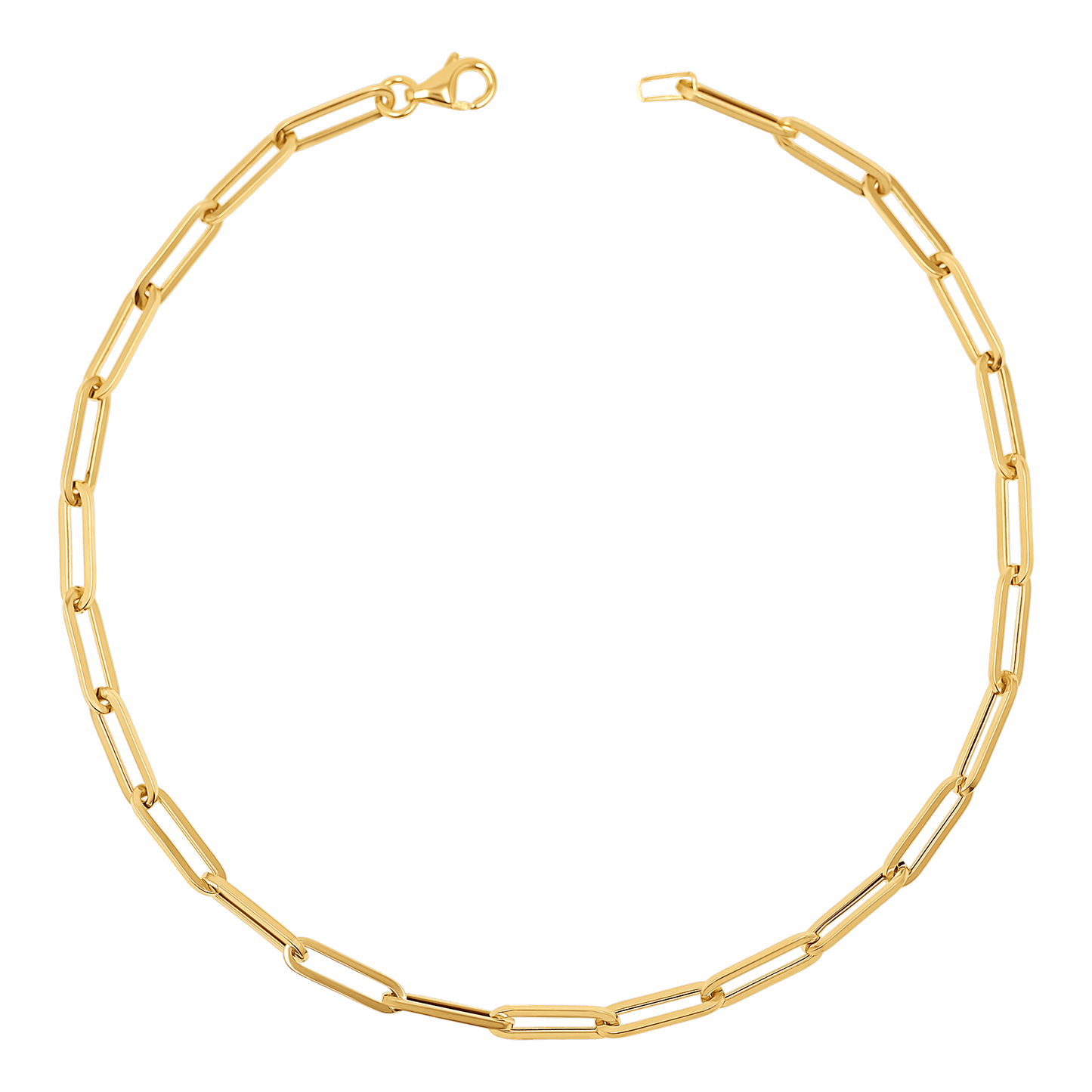 14K Signature Paper Clip Chain Anklet - Lotus Diamond