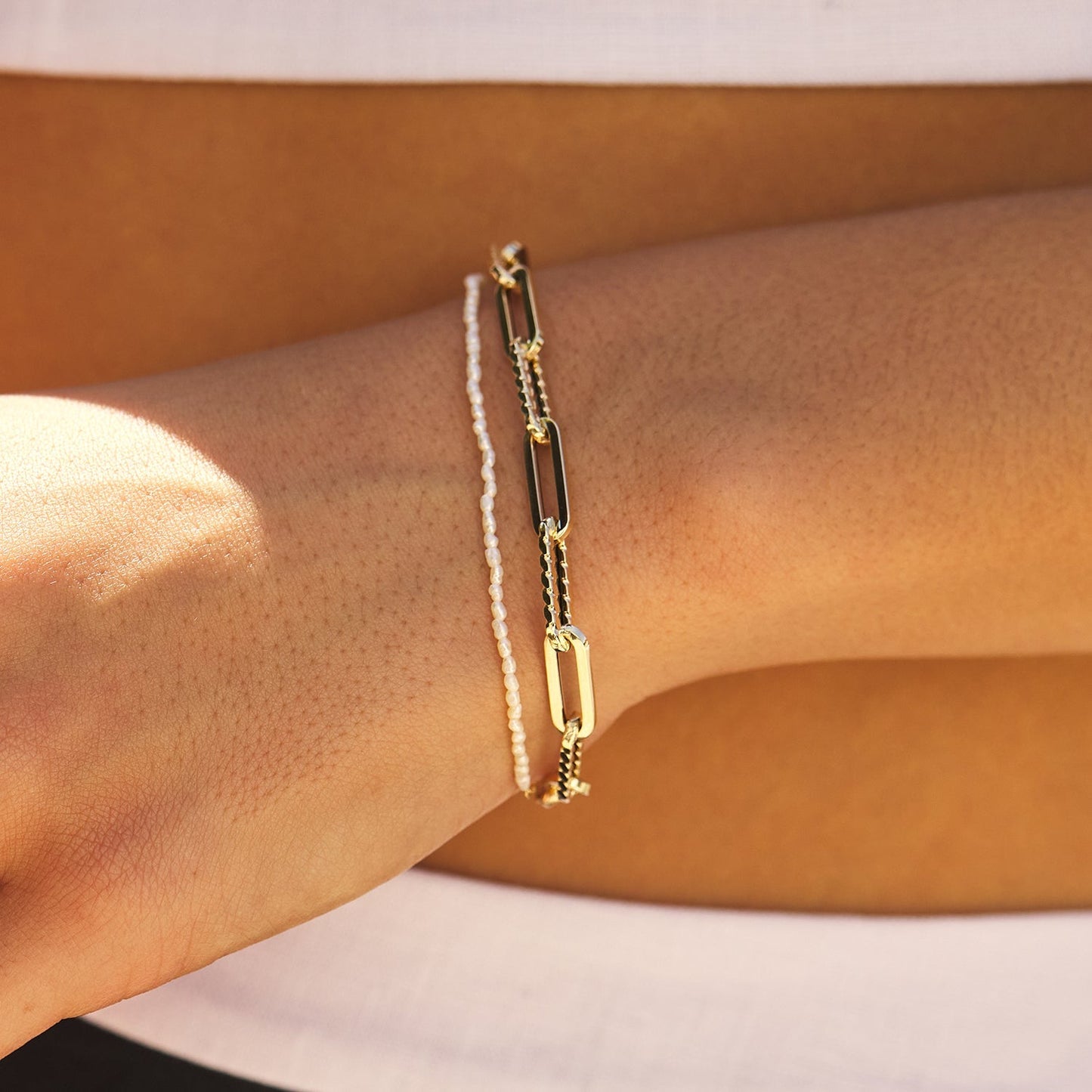 14K Twist Link Paper Clip Chain Bracelet - Lotus Diamond