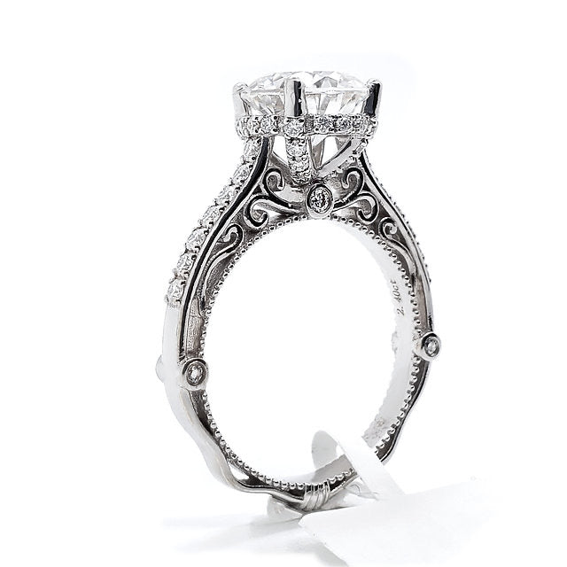 18K 4-Prongs French Style lace setting Lotus Diamond