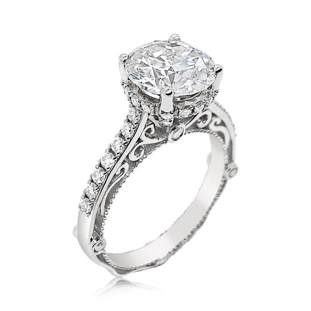 18K 4-Prongs French Style lace setting Lotus Diamond