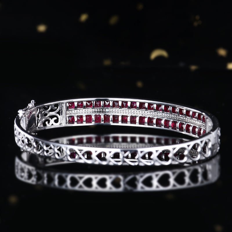 18k gold diamond set Mozambique natural Pigeon Blood ruby bracelet - Lotus Diamond